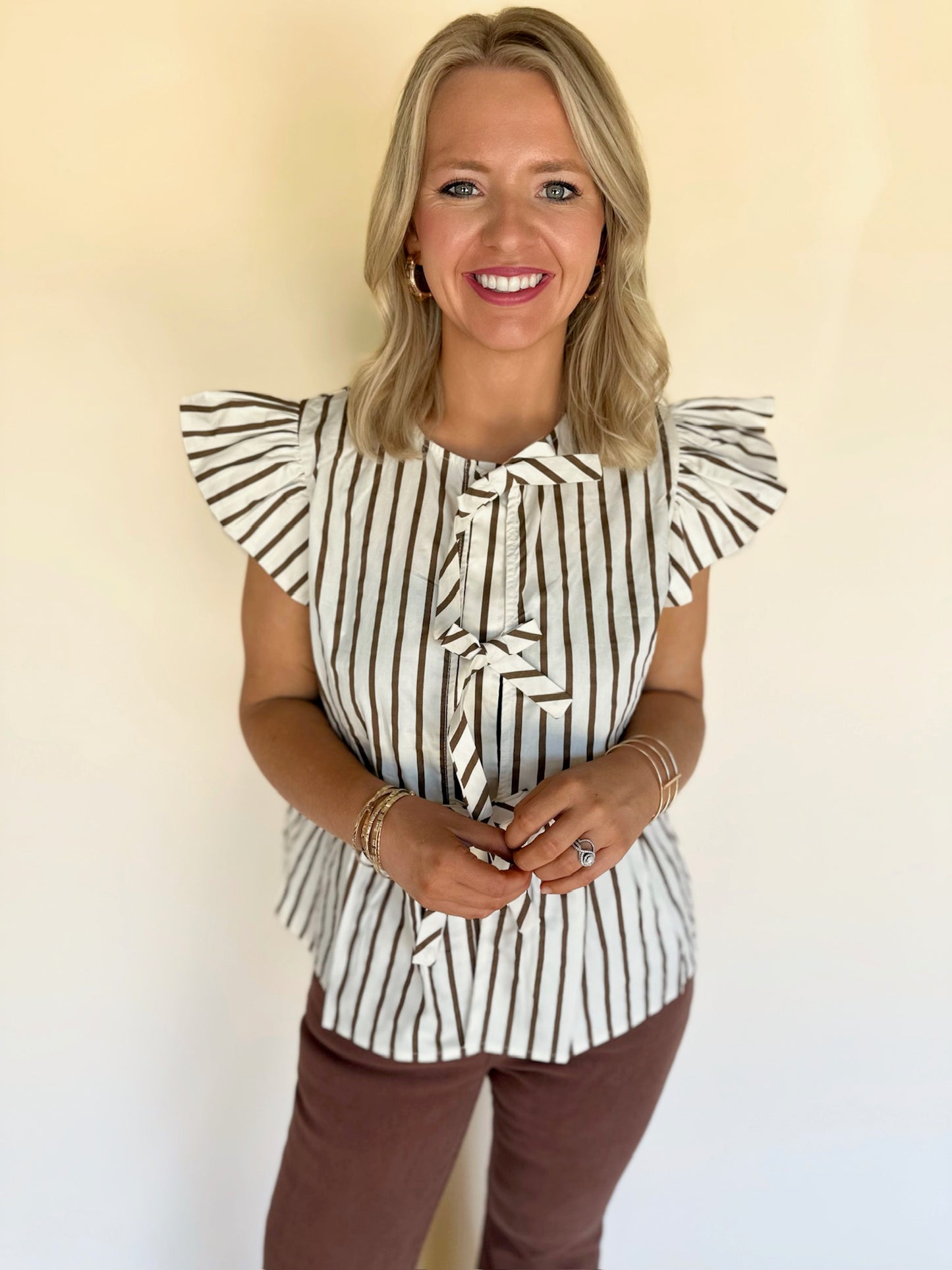 Islyn Striped Peplum Top