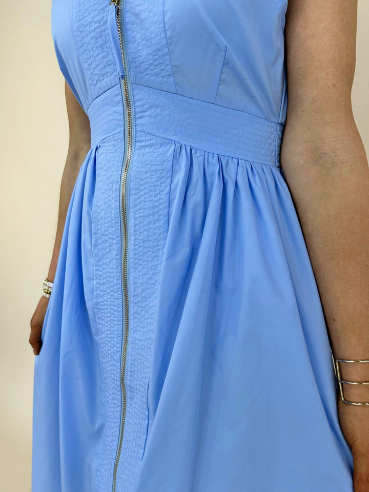 Thalia V-neck Zip-Front Midi Dress