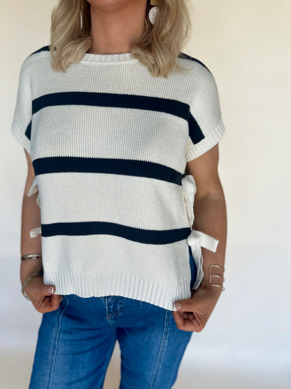 Xadie Striped Tie Sweater