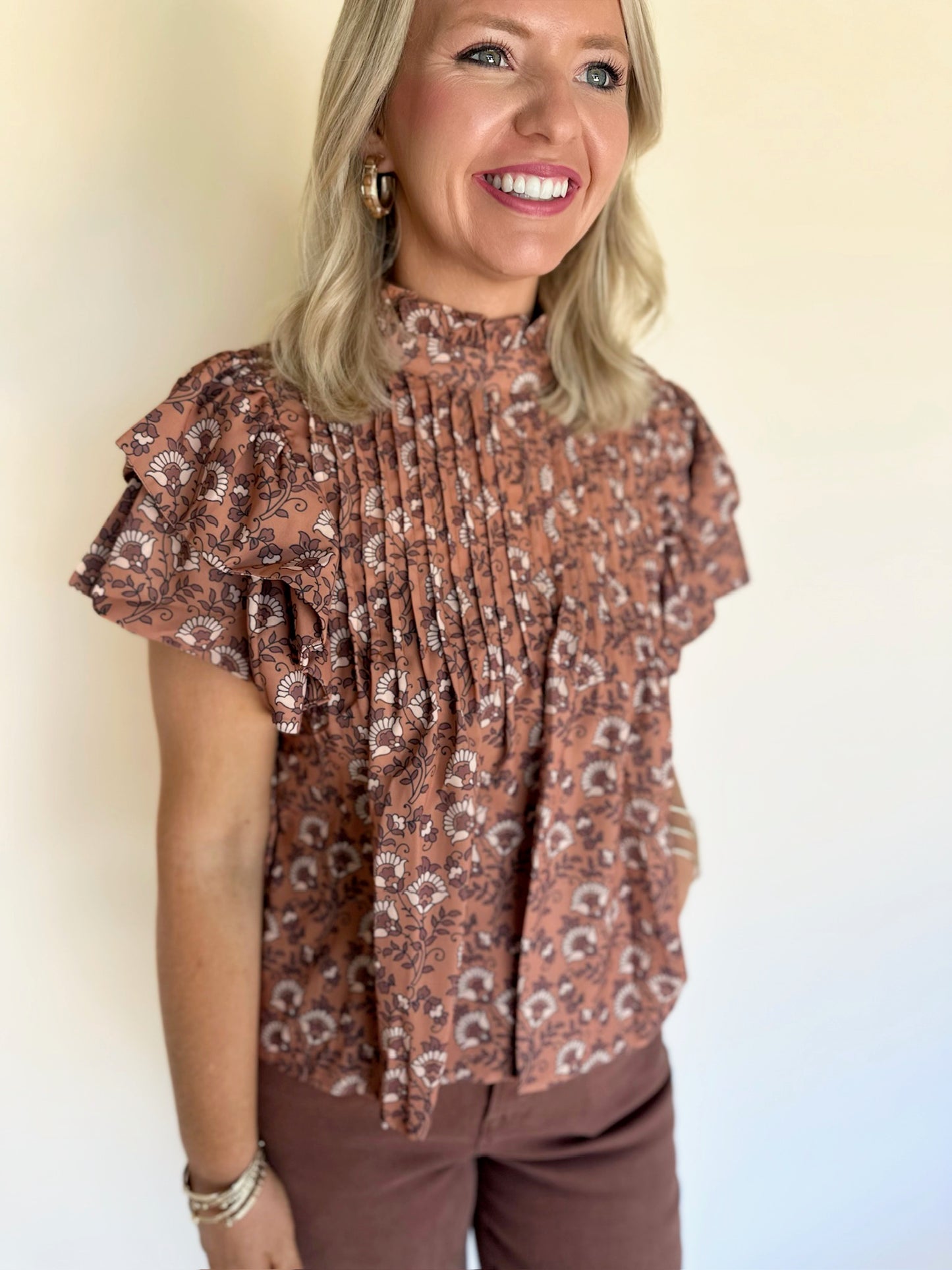 Floral Pintuck Top