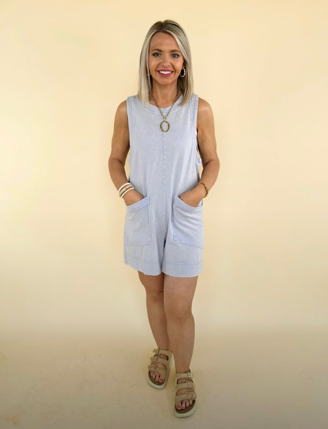 Hadley Cotton Poly Romper