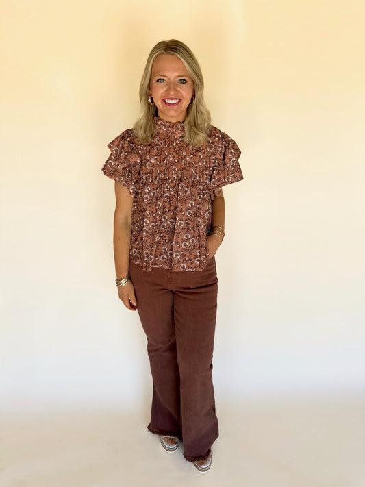 Floral Pintuck Top
