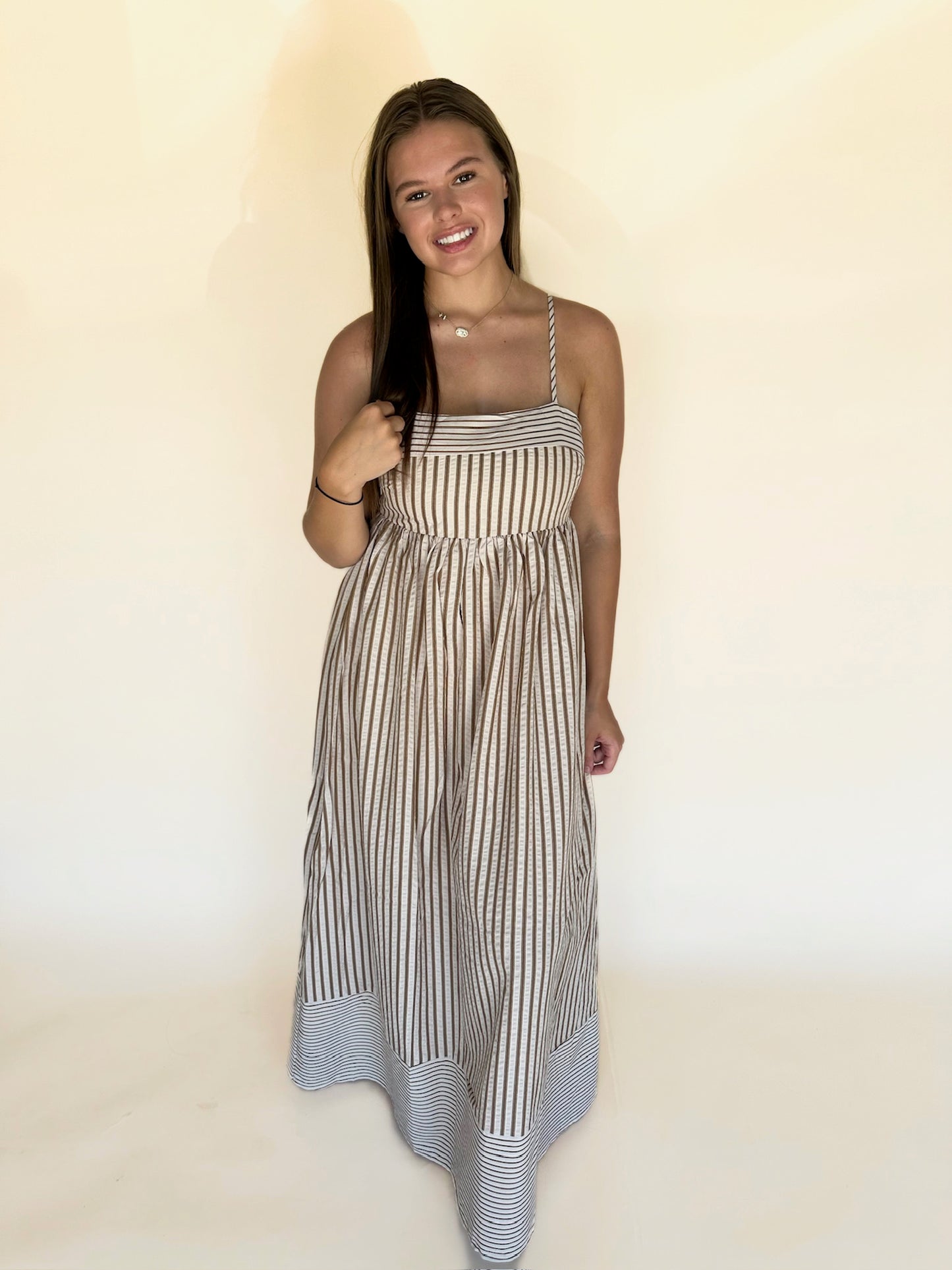 Briva Striped Empire Maxi Dress