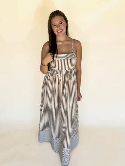 Briva Striped Empire Maxi Dress