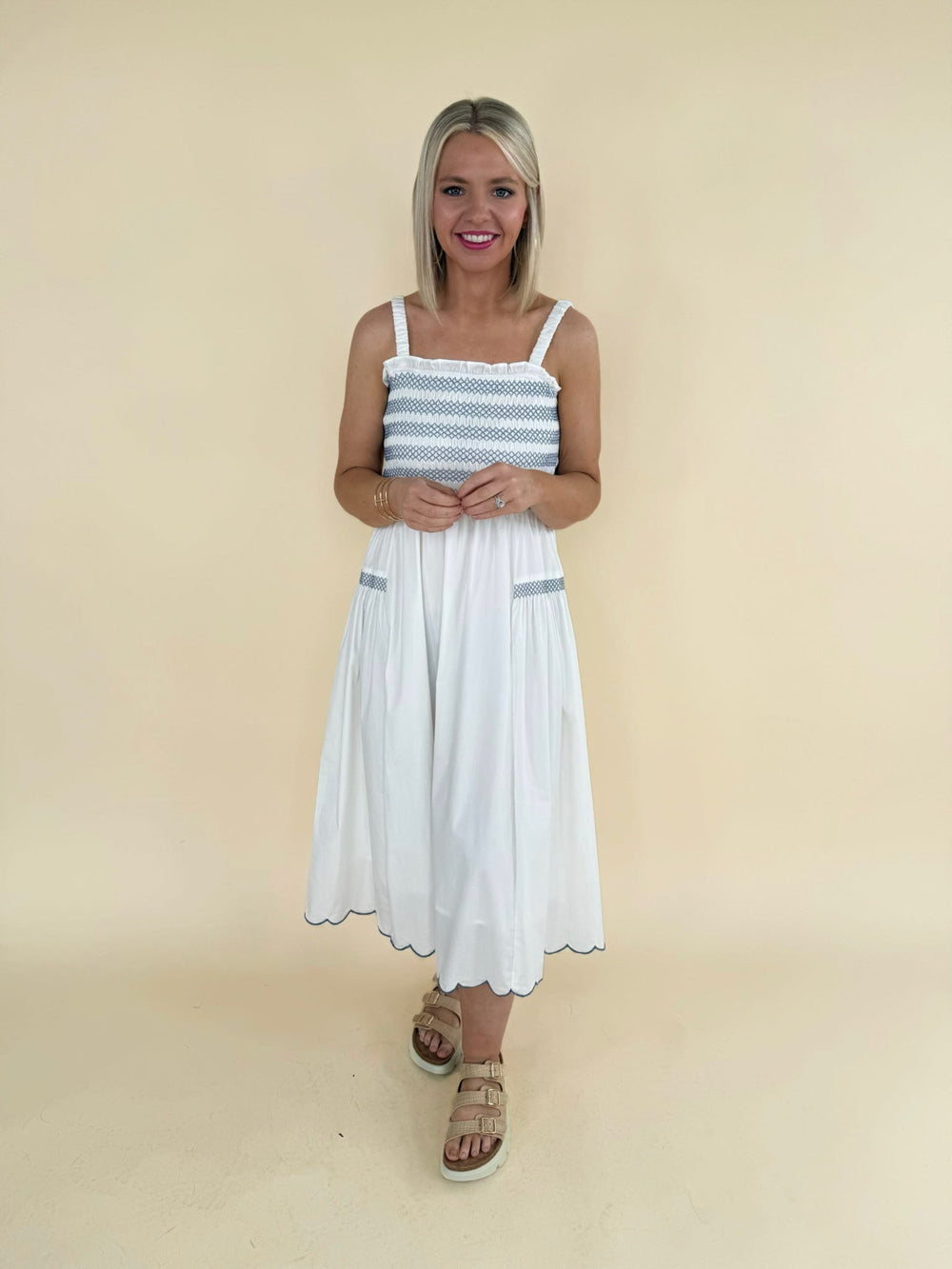 Leona Scallop Edge Midi Dress
