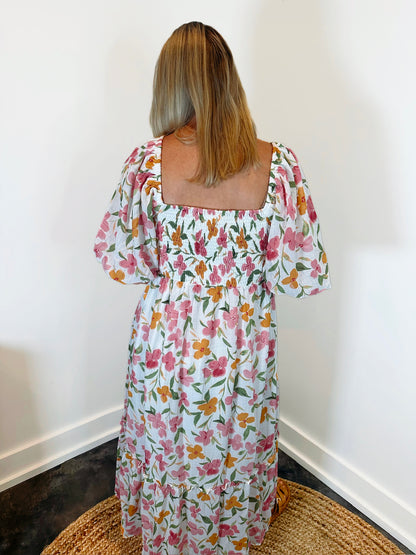 Liora Balloon Sleeve Tiered Dress