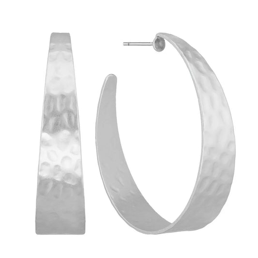 Hammered Textured 1.5" Hoop Earrings