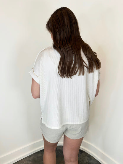 Faye Textured V-Neck Top