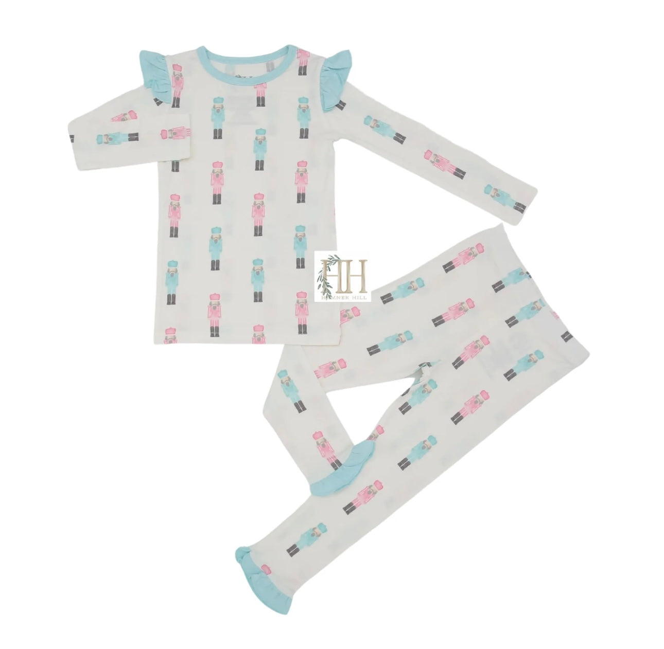 Pink & Teal Ruffle Nutcracker Loungewear Set