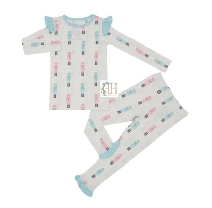 Pink & Teal Ruffle Nutcracker Loungewear Set