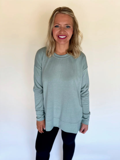 Modal Spandex High Low Crew Neck