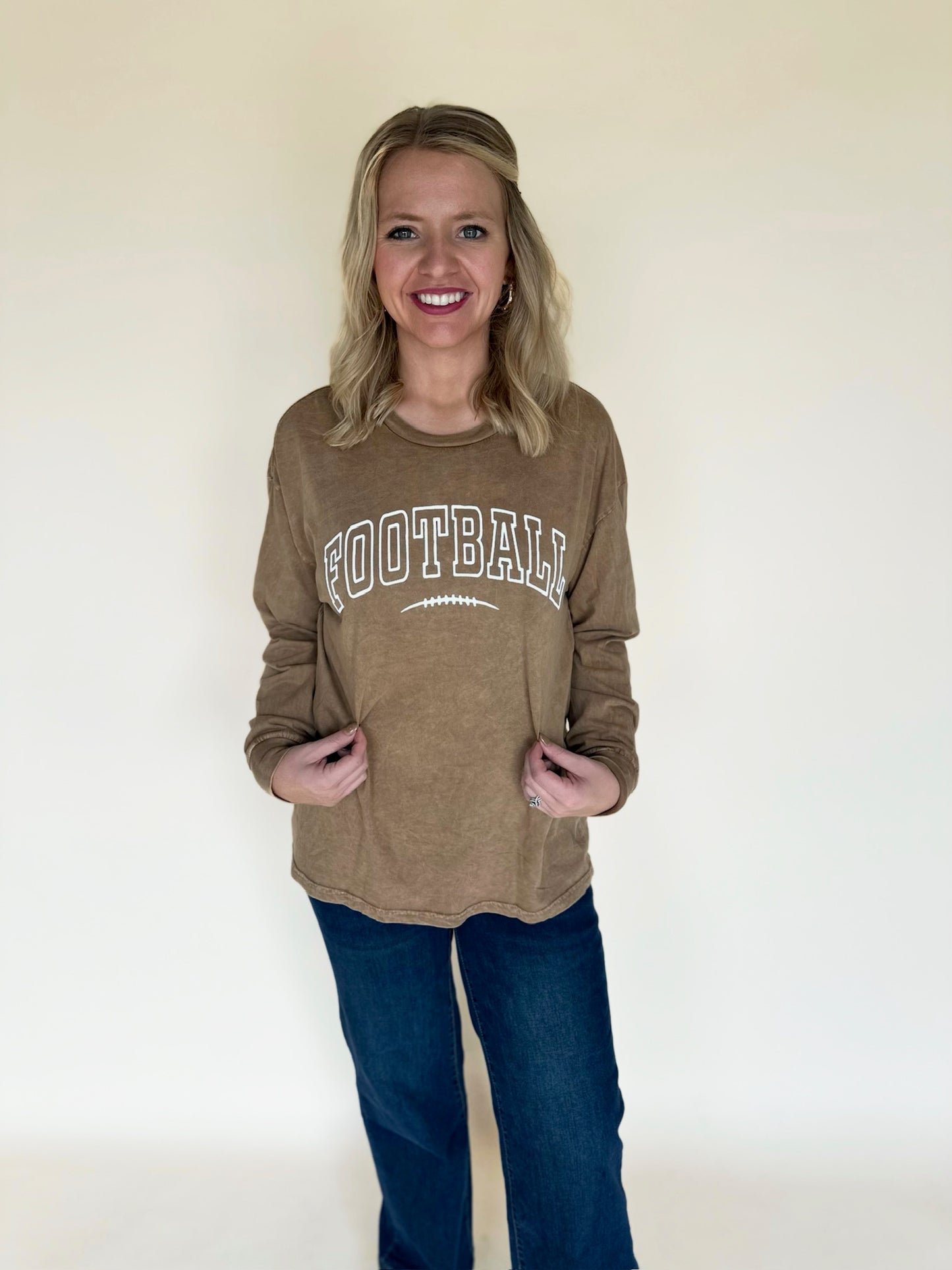 Football Puff Long Sleeve Graphic