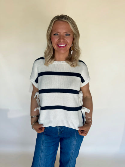 Xadie Striped Tie Sweater