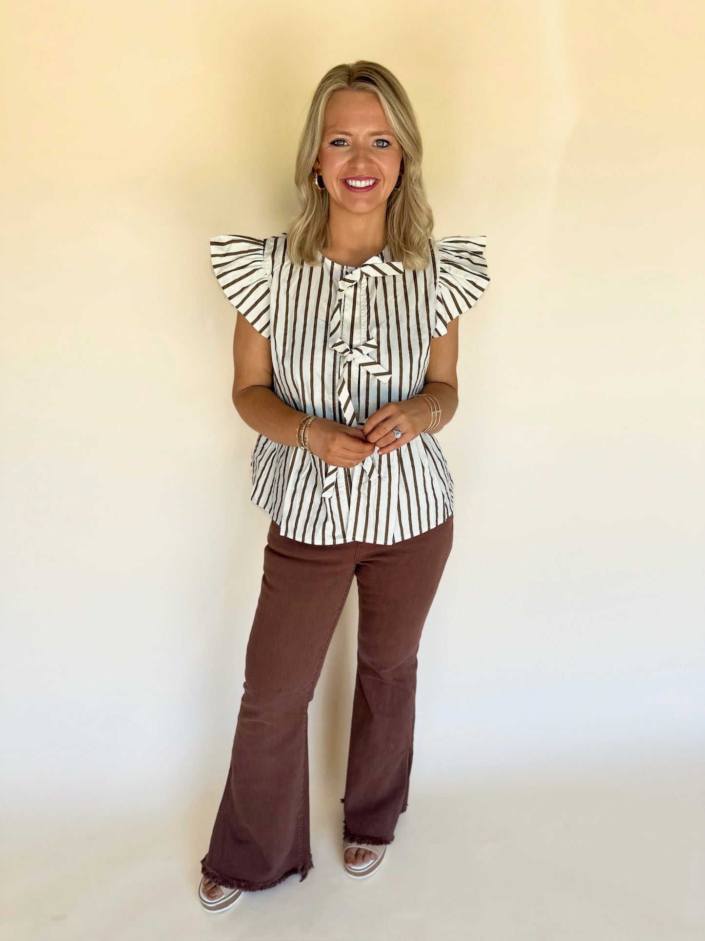 Islyn Striped Peplum Top