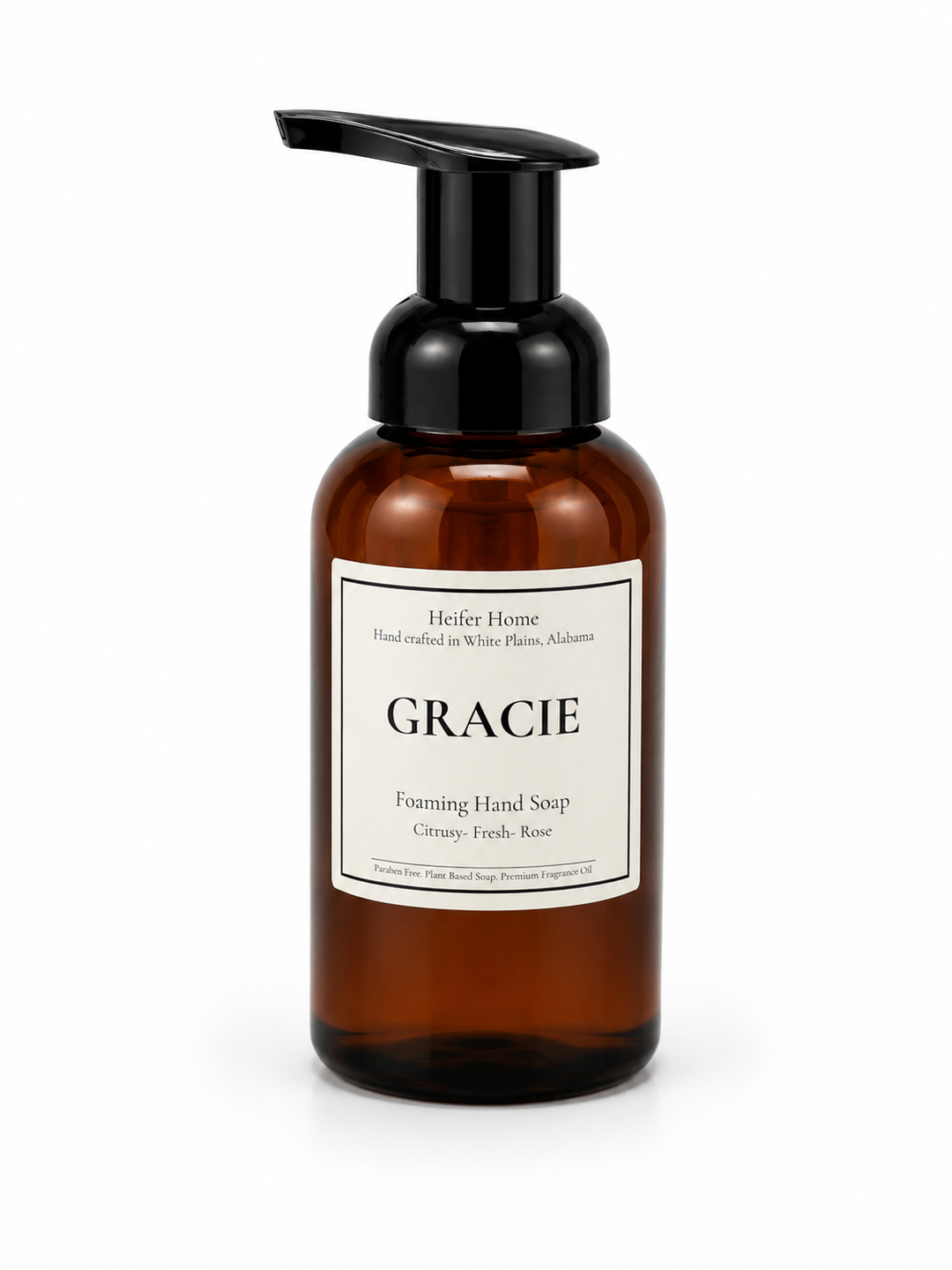Heifer Home Gracie foaming hand soap with a plant-based formula and premium fragrance oils.