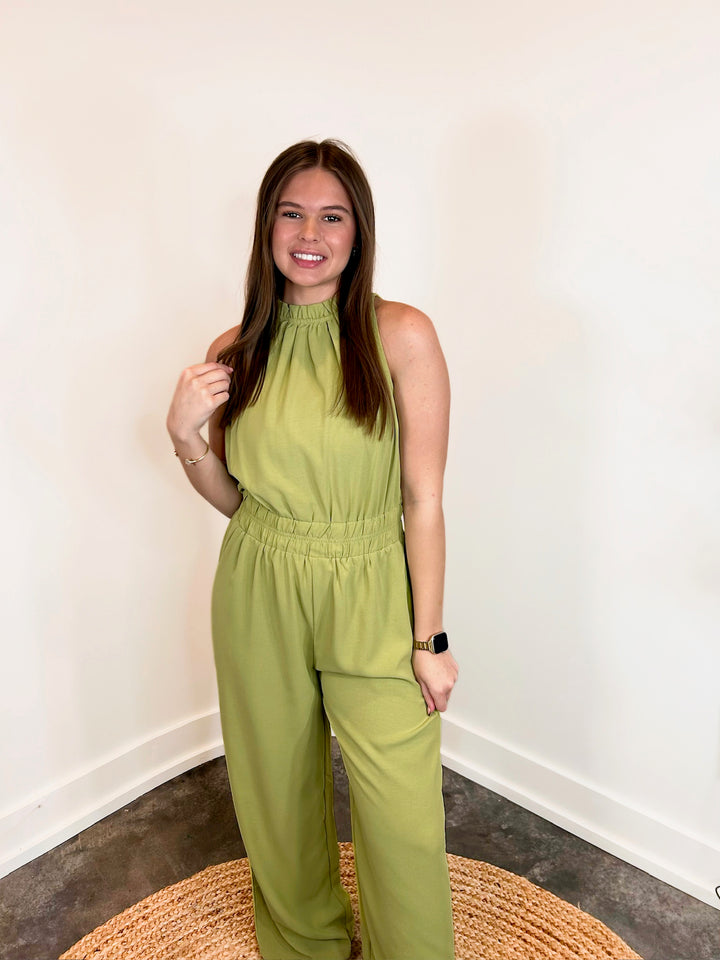 Halter Mock Neck Jumpsuit