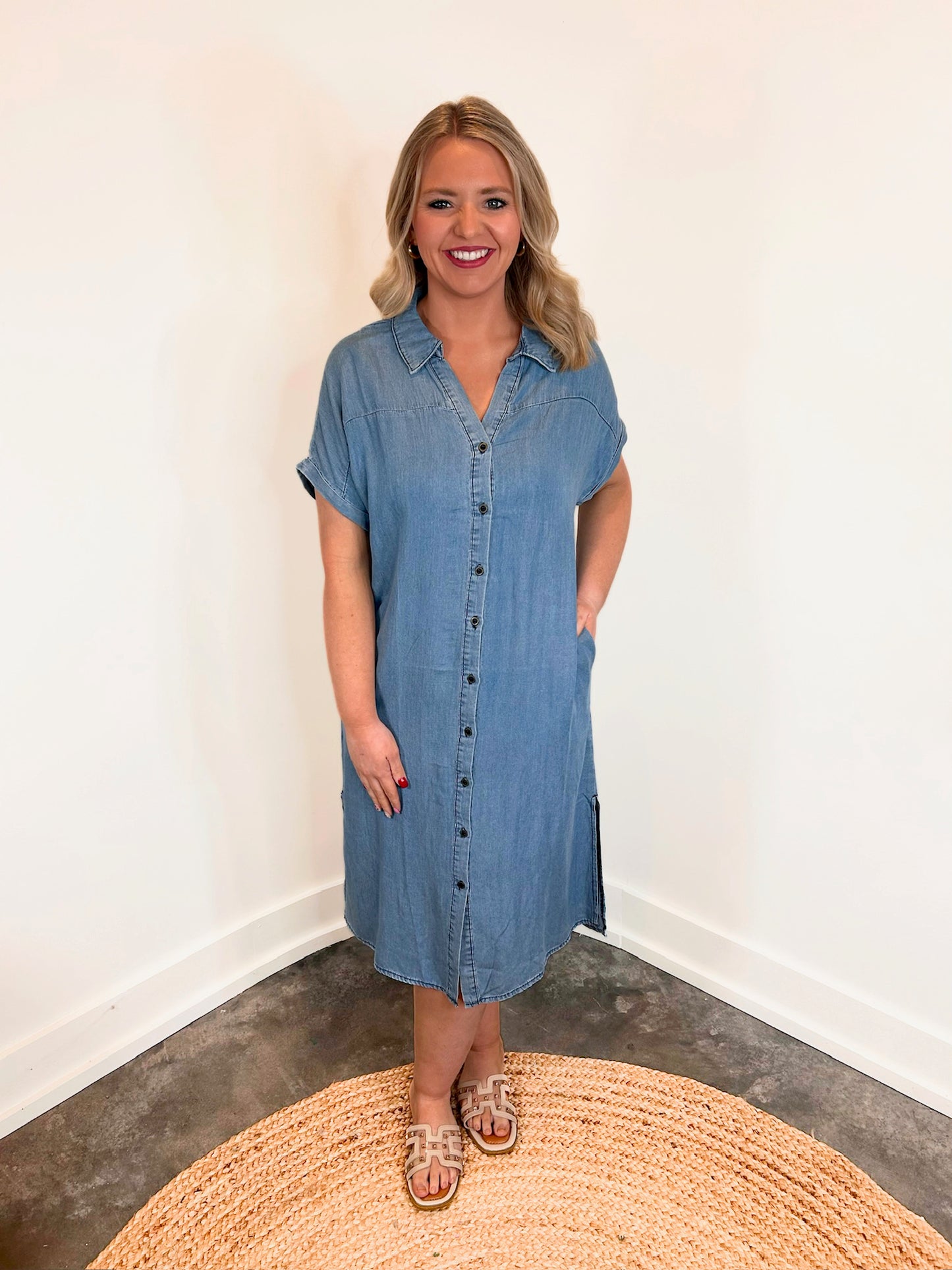 Layla Denim Button Duster Dress
