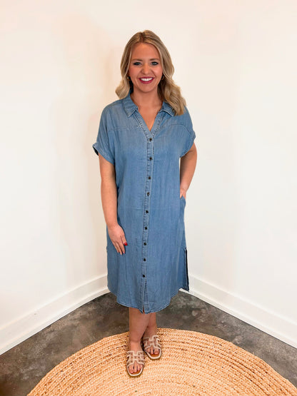 Layla Denim Button Duster Dress