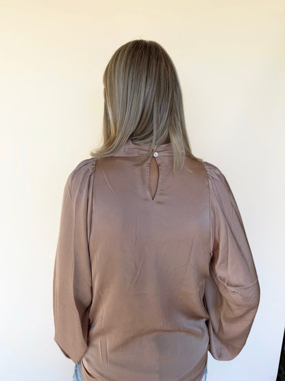 Leona Satin Drape Neck Top