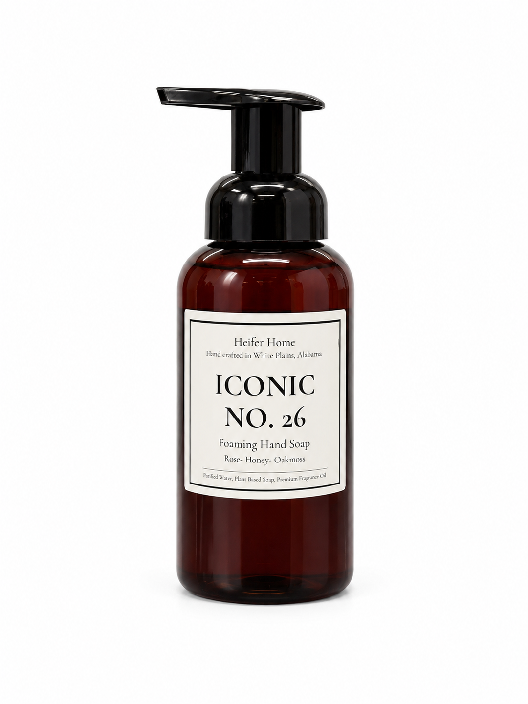 Heifer Home Iconic No. 26 foaming hand soap with a plant-based formula and premium fragrance oils.