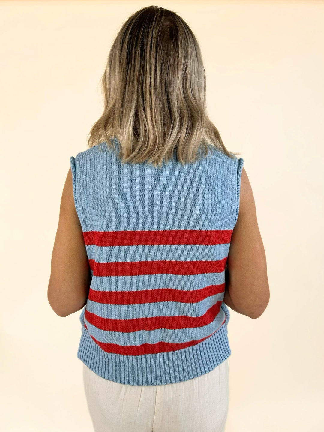 Harbor Stripe Button Detail Sweater Tank