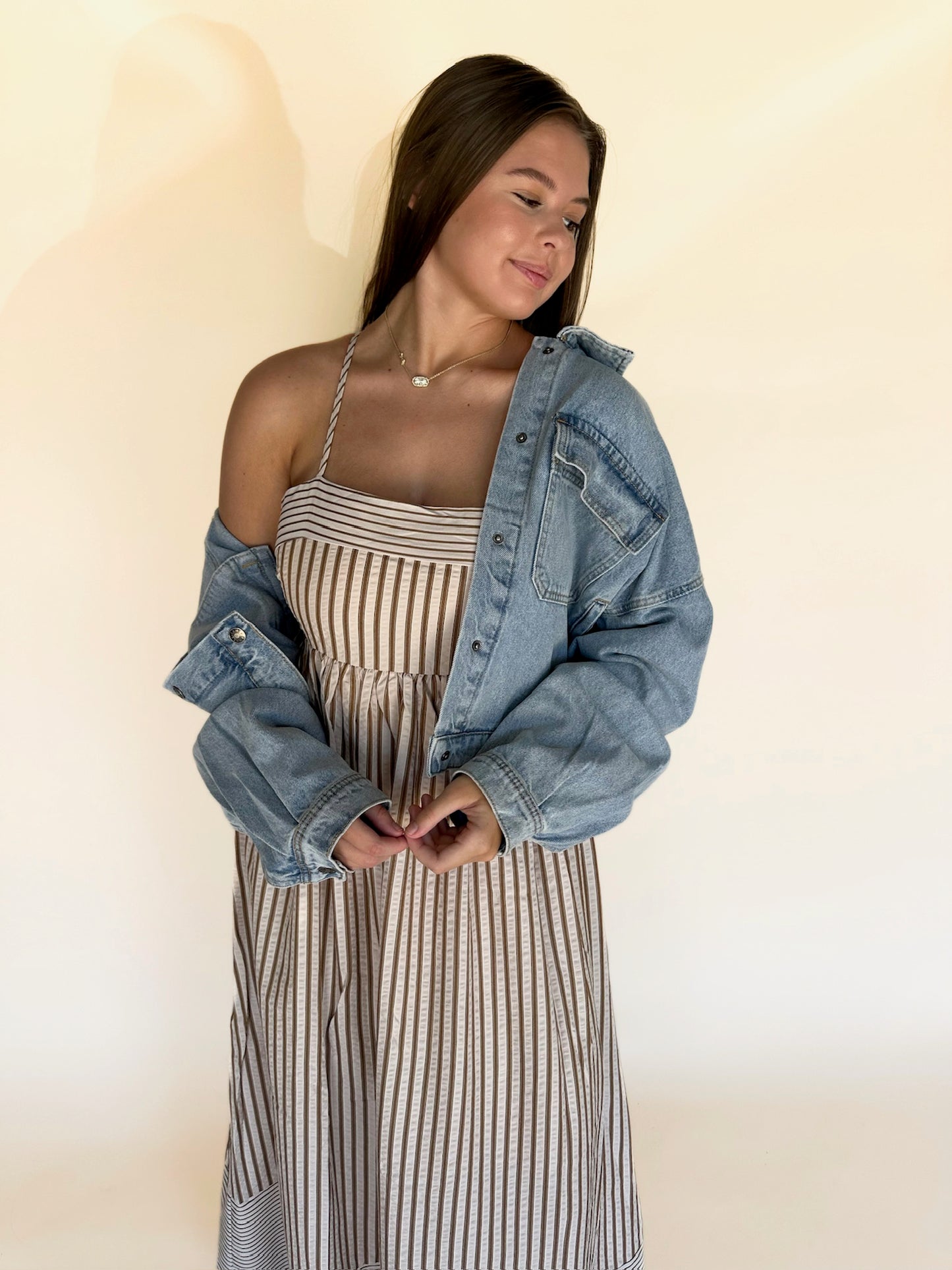 Briva Striped Empire Maxi Dress