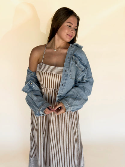 Briva Striped Empire Maxi Dress