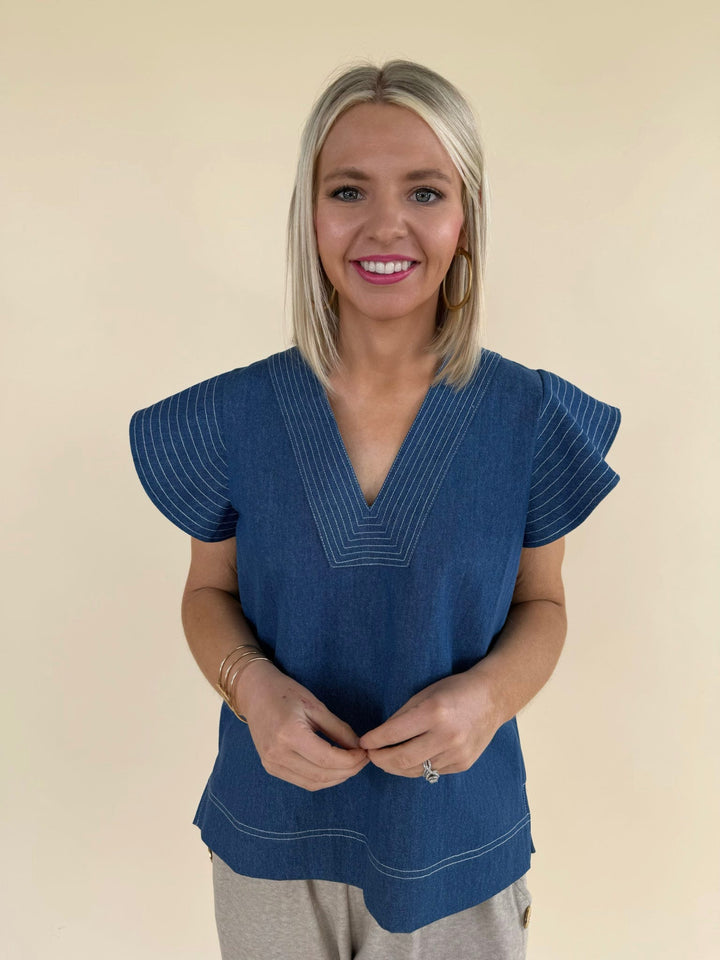 Noemi V-neck Denim Top