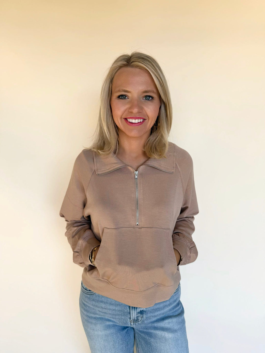 Darlene Double Knit Half-Zip Sweatshirt