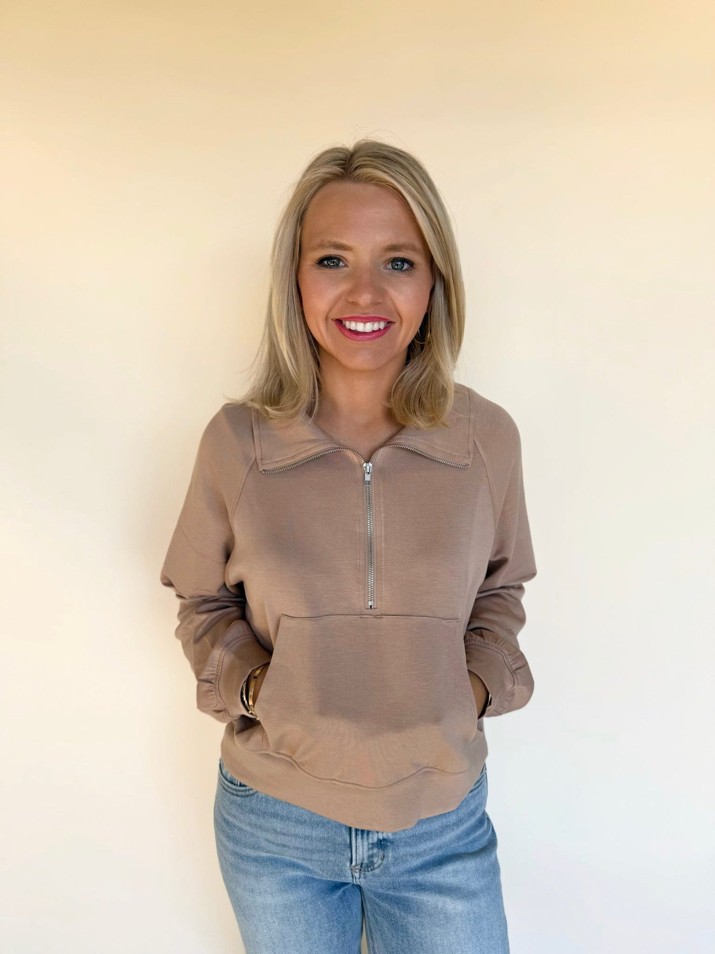 Darlene Double Knit Half-Zip Sweatshirt