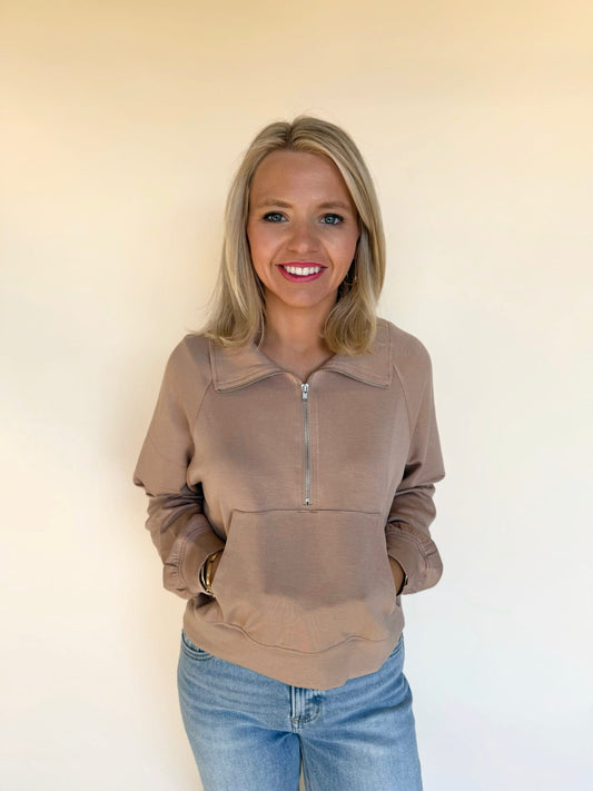 Darlene Double Knit Half-Zip Sweatshirt