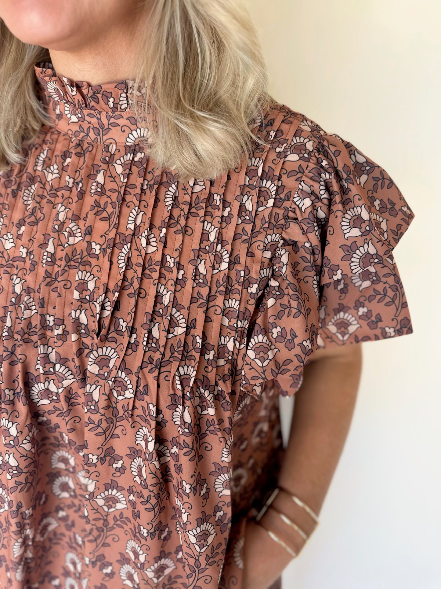 Floral Pintuck Top