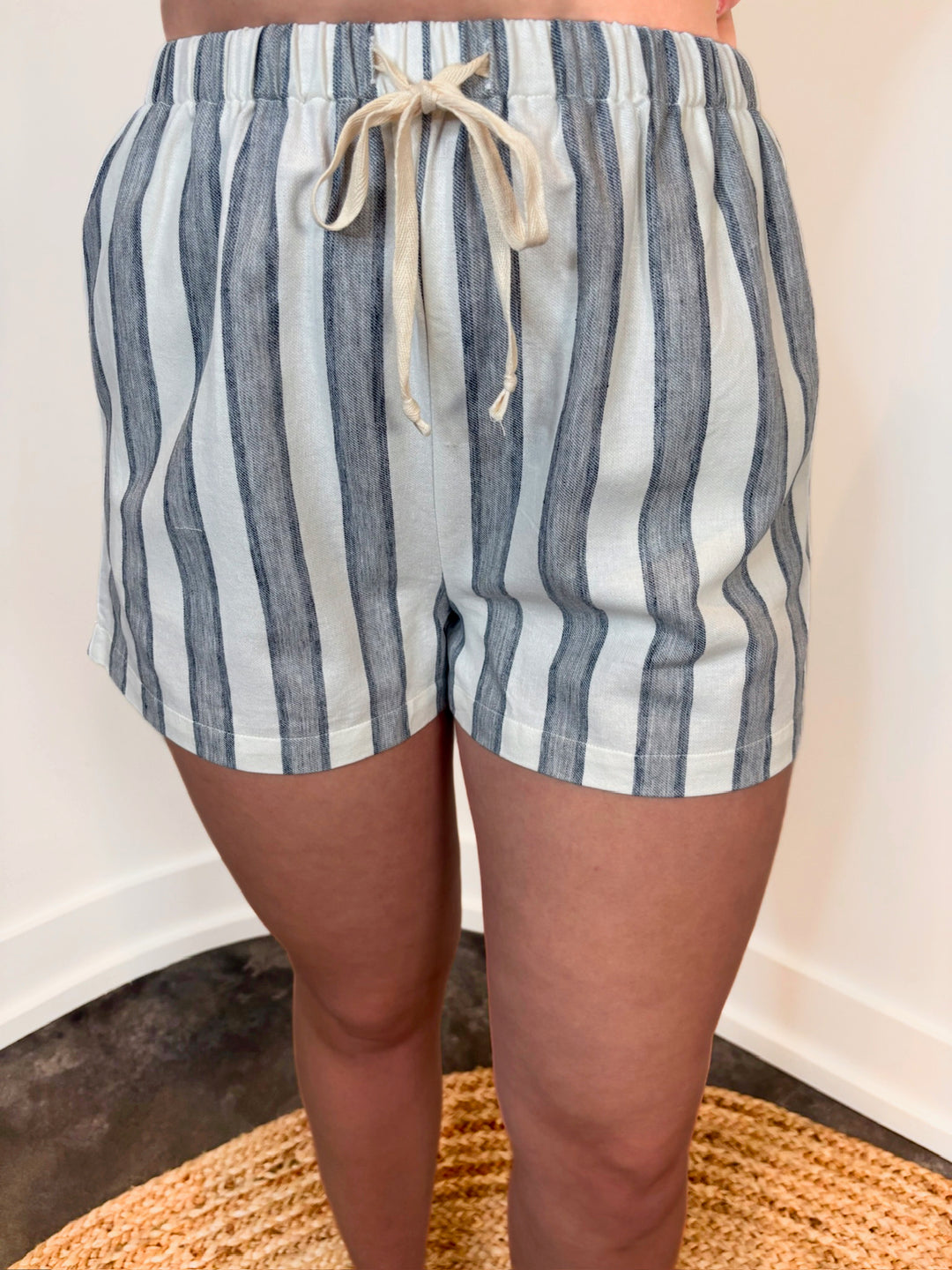 Delphine Elastic Waist Pull-On Stripe Shorts