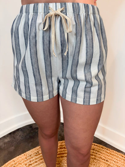 Delphine Elastic Waist Pull-On Stripe Shorts