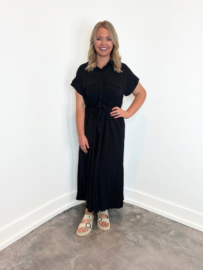 Gia Belted Pockets Maxi Dress
