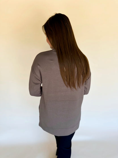 Modal Spandex High Low Crew Neck