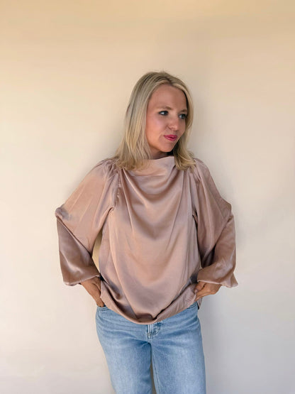 Leona Satin Drape Neck Top
