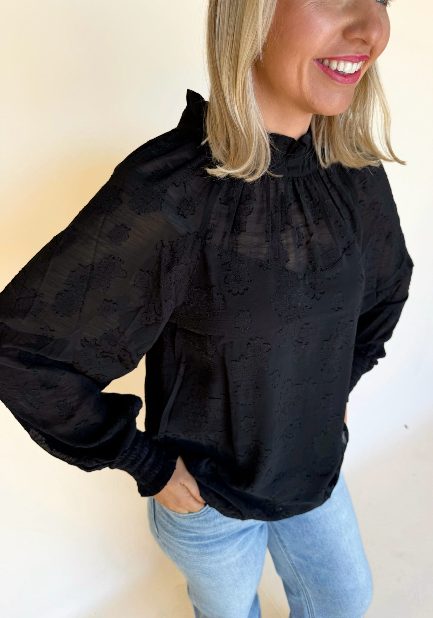 Siena Floral Jacquard Mock Top