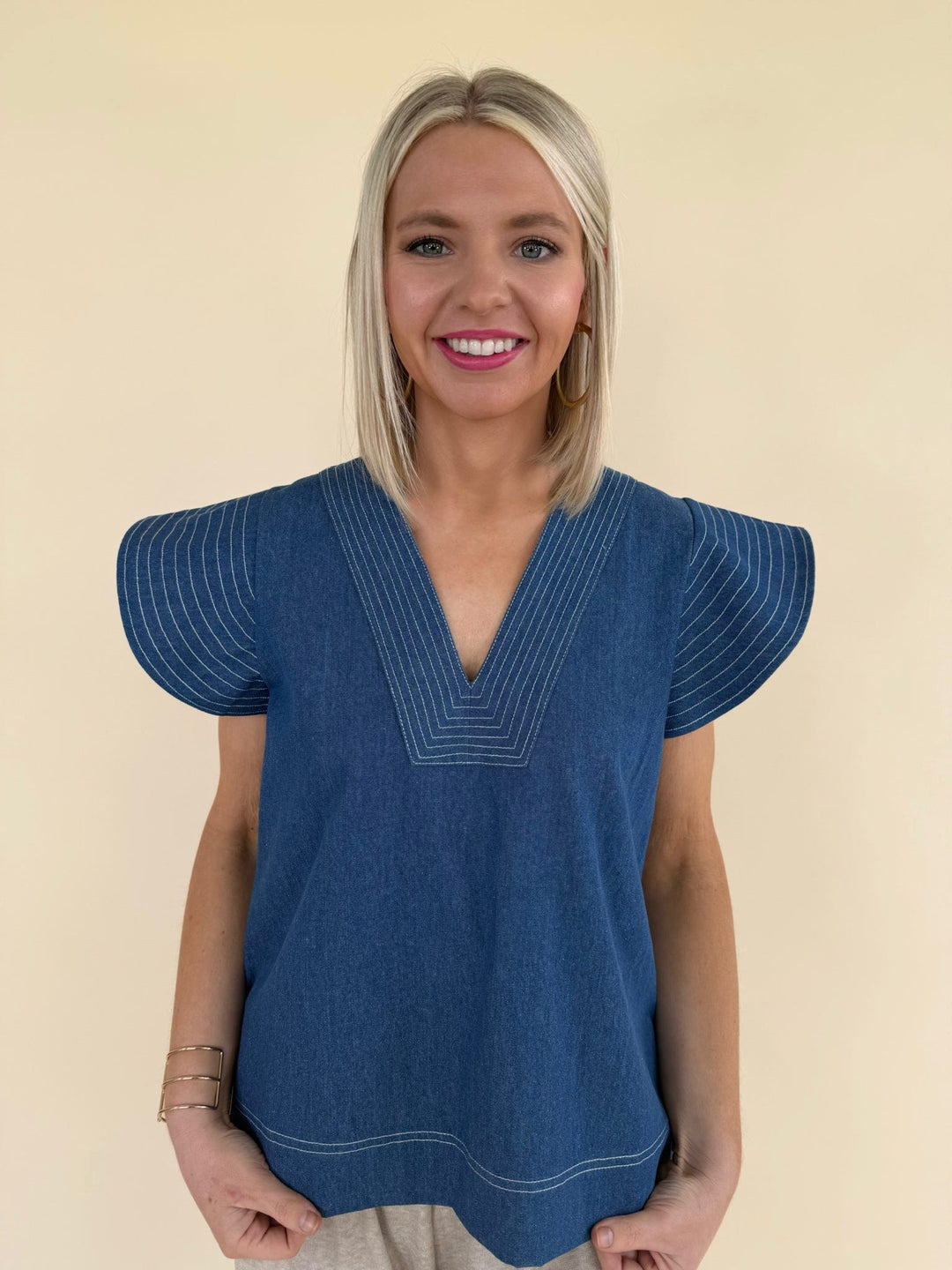 Noemi V-neck Denim Top