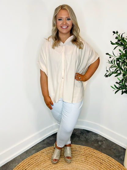 Button Down With Dolman Sleeves Top