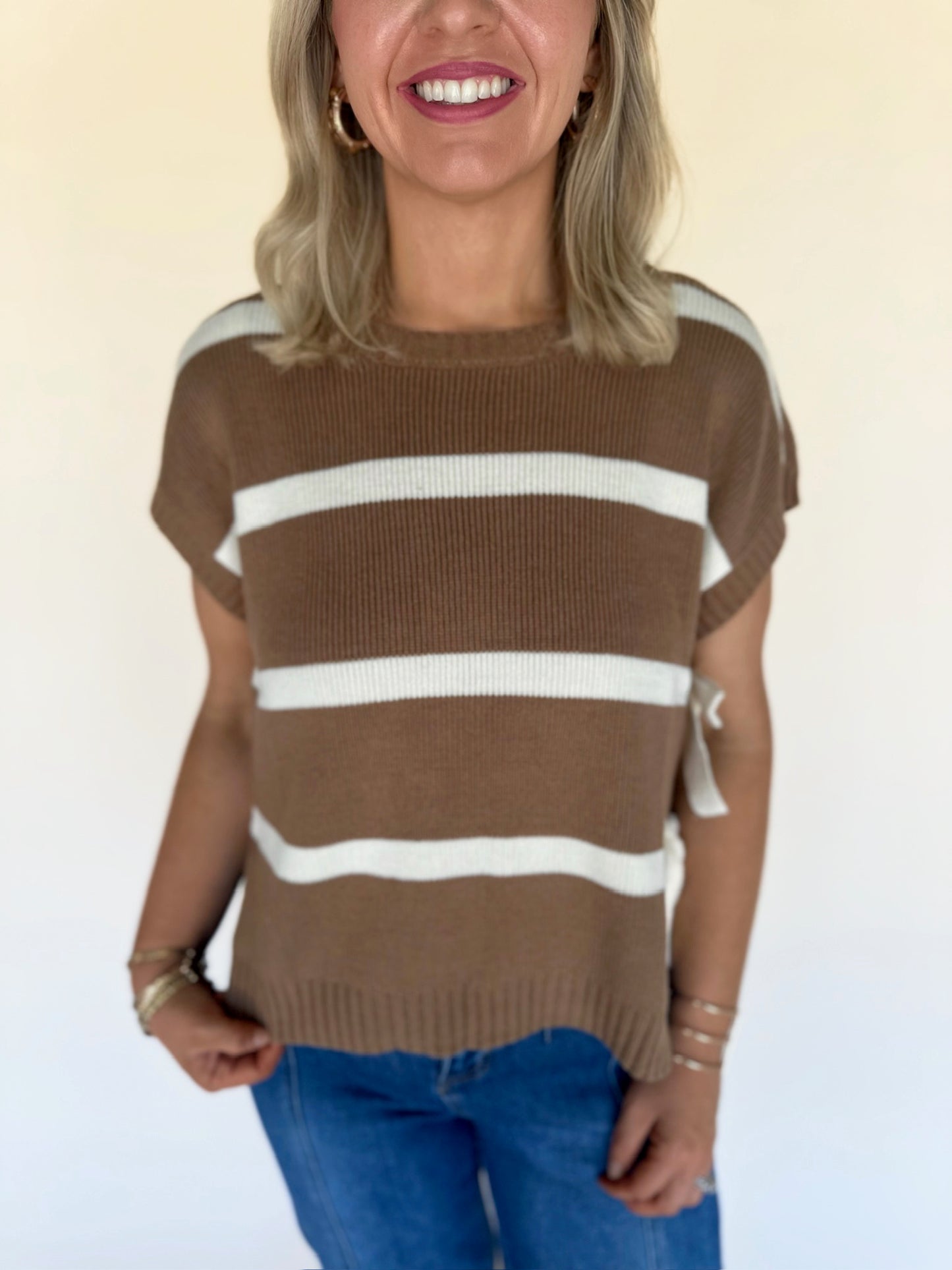 Xadie Striped Tie Sweater