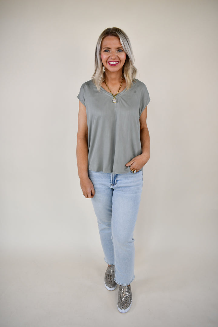 Dear John Yanis V-Neck Cap Sleeve Top