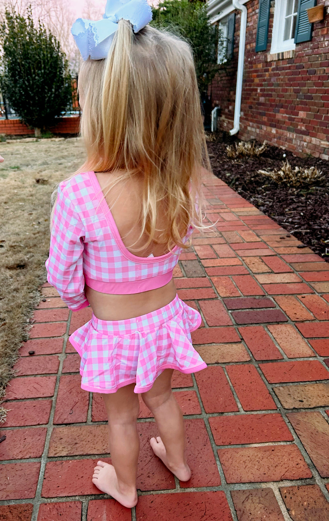 Pink Gingham Skirt Bikini