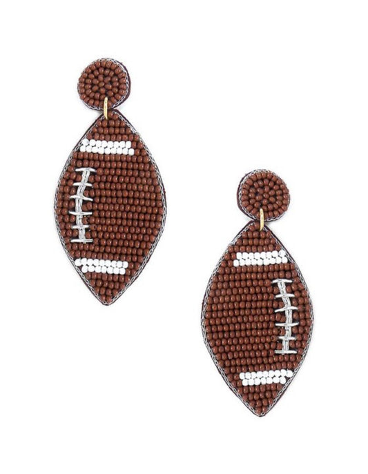 Football Beaded Drop Earrings