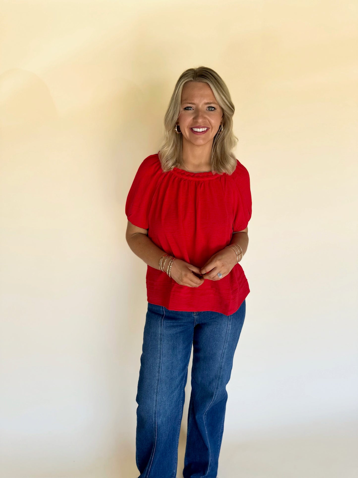Amavi Pleated Texture Top