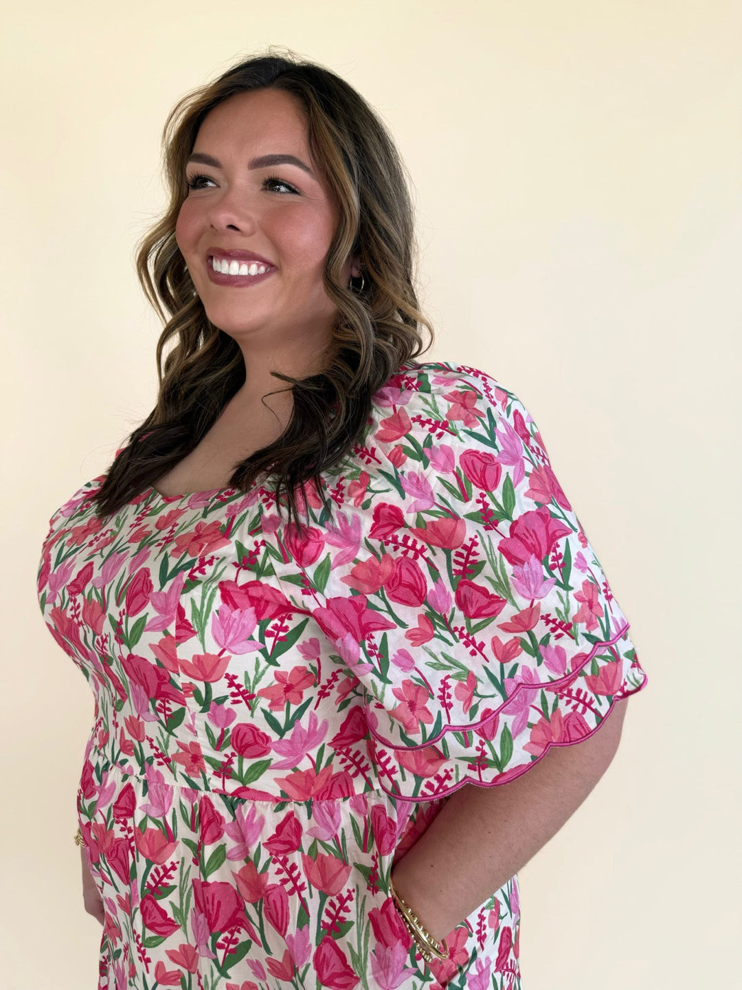 Jasmine Floral Tulip Sleeve Dress