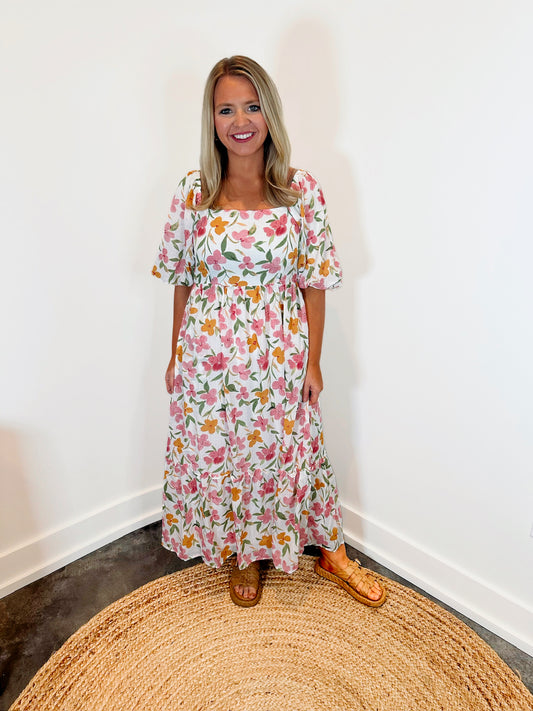 Liora Balloon Sleeve Tiered Dress