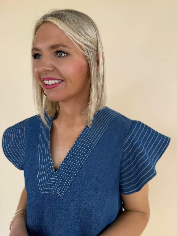 Noemi V-neck Denim Top