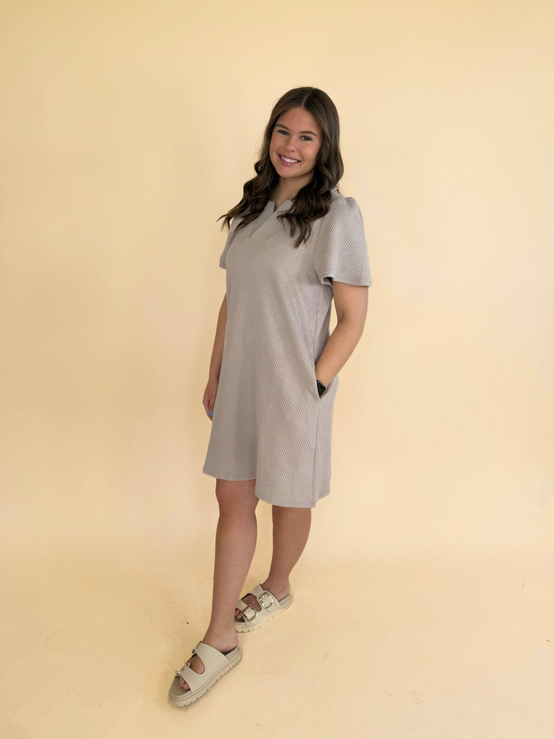 Arlette Collared Textured Dress