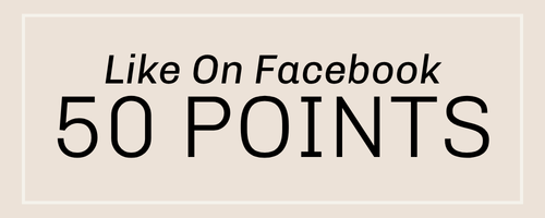 Text 'Like On Facebook 50 Points' on a beige background | Square 1 Boutique | Brent, AL